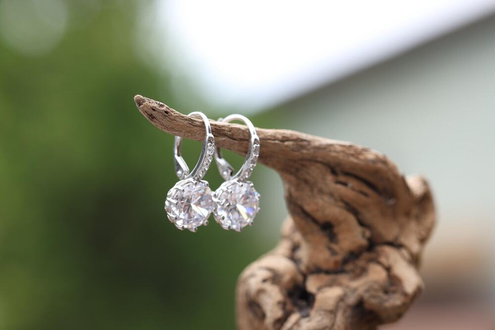 Sterling Silver Vintage Cubic Zirconia Drop Earrings, Pierced Leverback